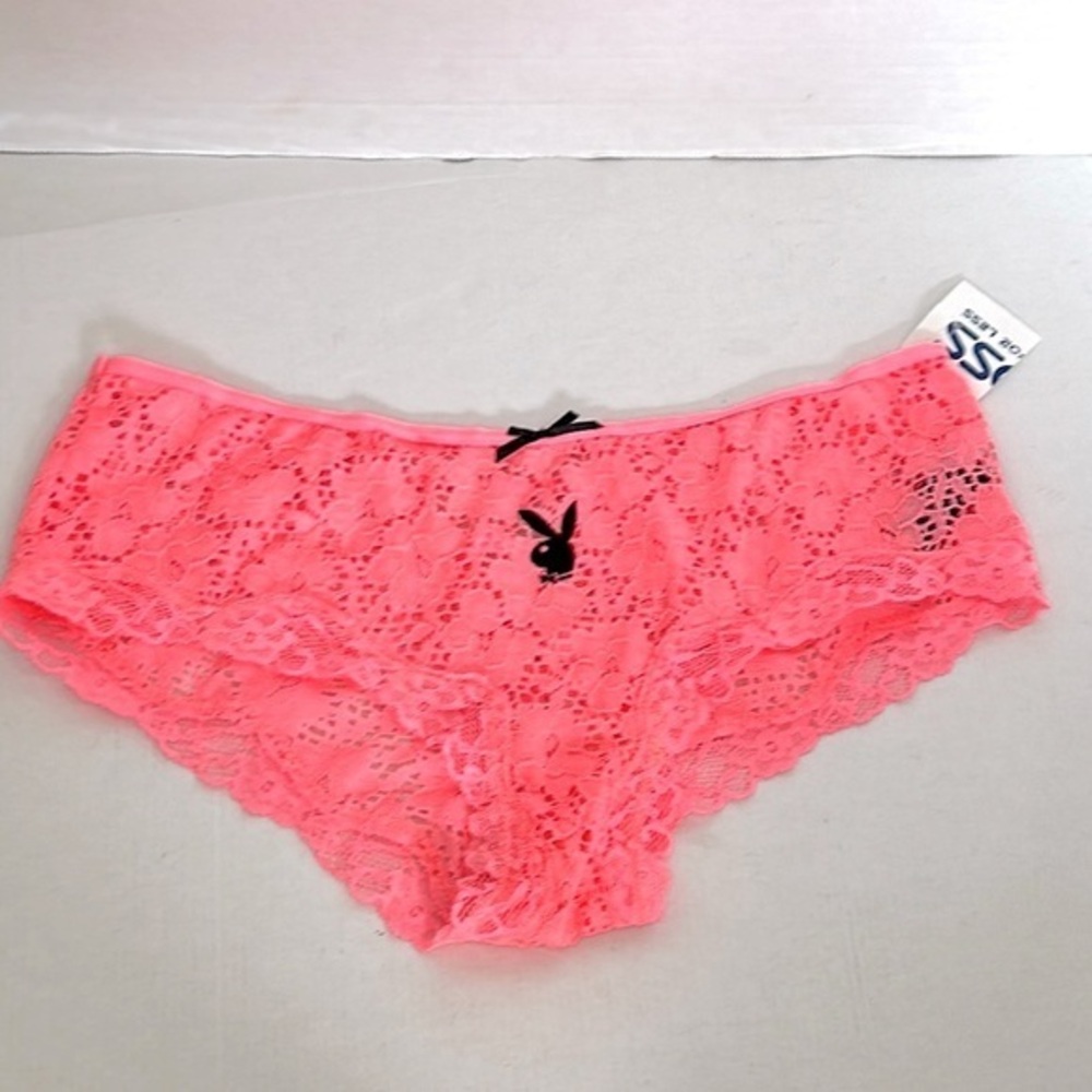 PLAYBOY Pink Lace Hipster Shorts Floral Design size 1X